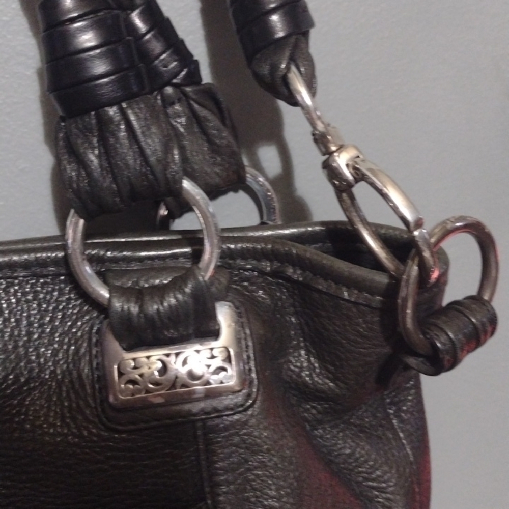 Brighton bucket tote purse leather dark charcoal gray - Picture 8 of 16